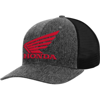 Main image of item: HONDA CURVED BILL TRUCKER HAT - CHARCOAL/RED